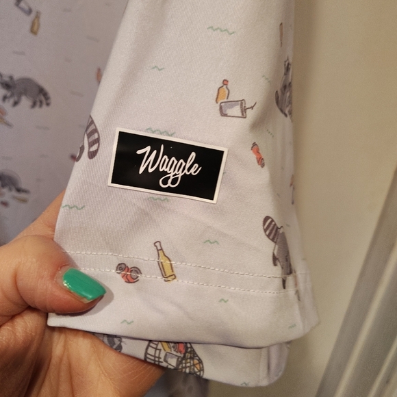 Waggle Men's Raccoon Trash Bandit Novelty Print Performance Golf Polo 2XL Travel - Picture 6 of 7